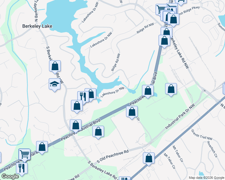 map of restaurants, bars, coffee shops, grocery stores, and more near 350 Lakeshore Drive Northwest in Duluth