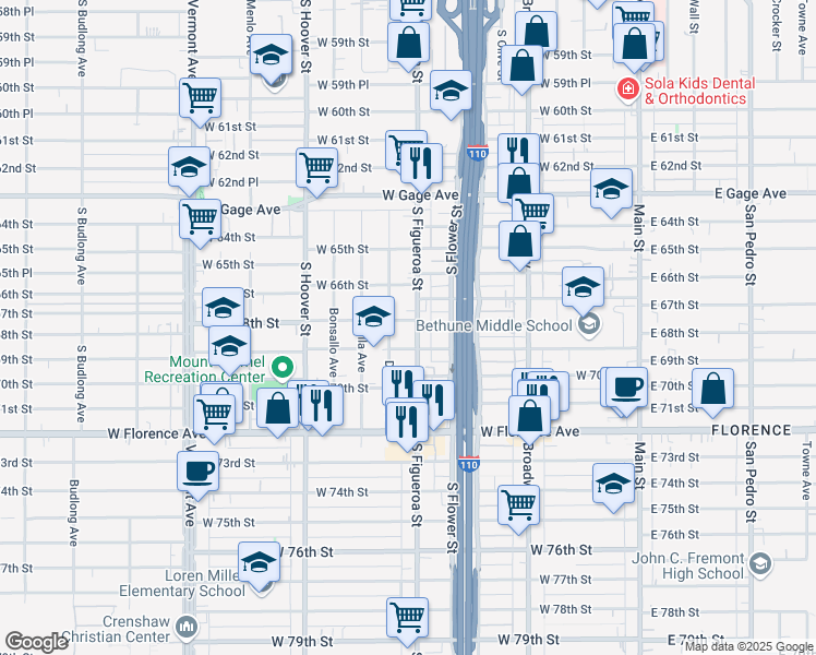 map of restaurants, bars, coffee shops, grocery stores, and more near in Los Angeles
