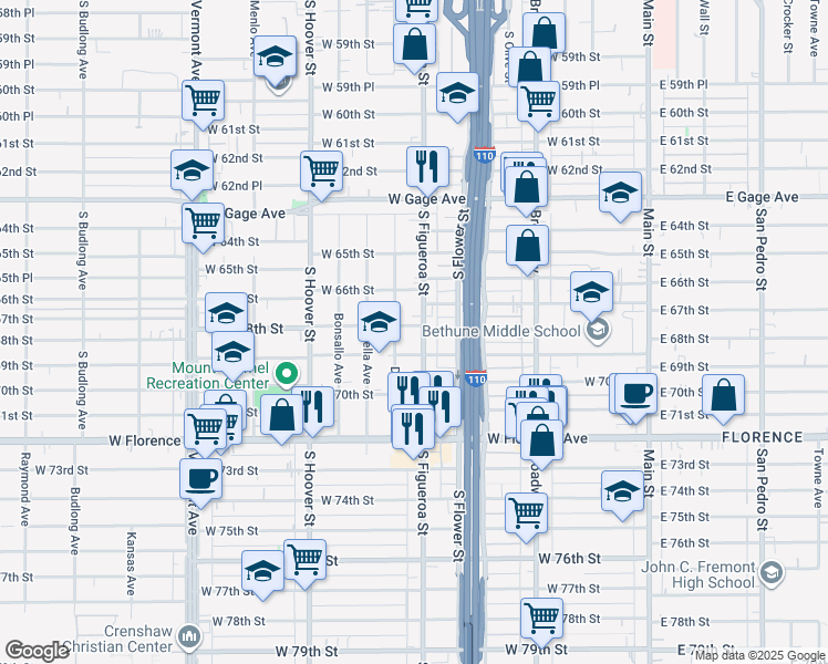 map of restaurants, bars, coffee shops, grocery stores, and more near in Los Angeles