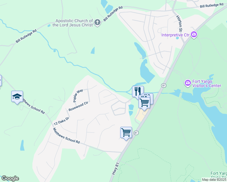 map of restaurants, bars, coffee shops, grocery stores, and more near 2 Pine Shadow Lane in Winder