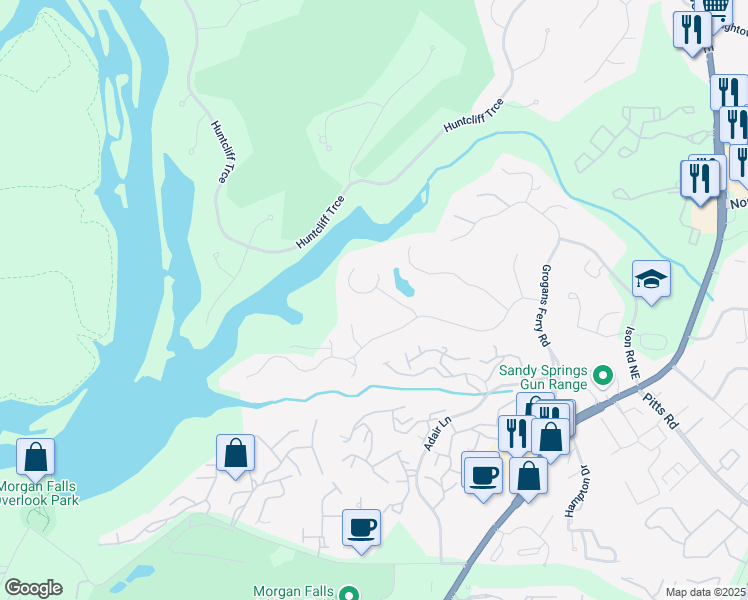 map of restaurants, bars, coffee shops, grocery stores, and more near 105 Grogans Lake Drive in Atlanta