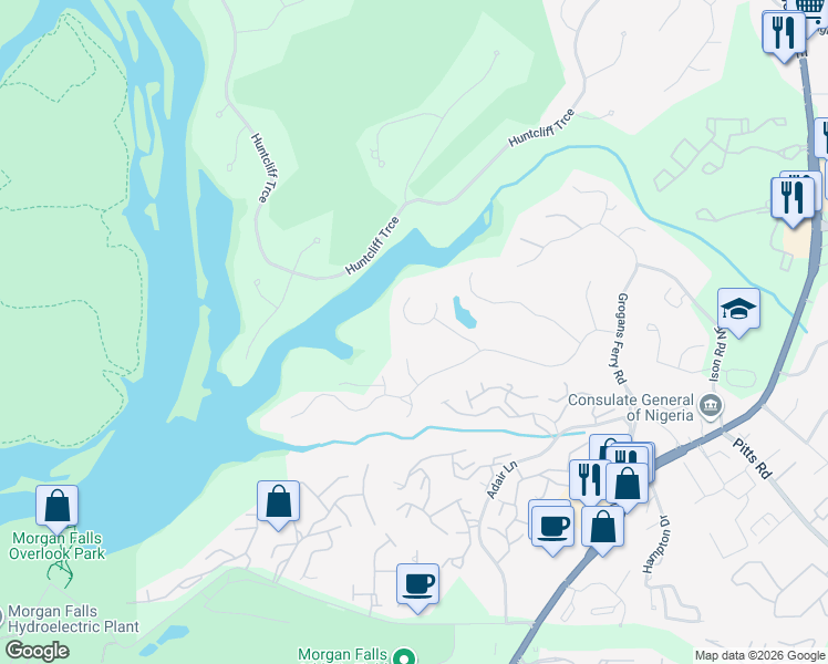 map of restaurants, bars, coffee shops, grocery stores, and more near 245 Grogans Landing in Atlanta