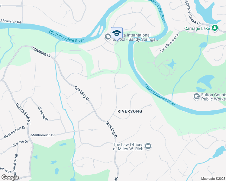 map of restaurants, bars, coffee shops, grocery stores, and more near 8120 Habersham Waters Road in Atlanta