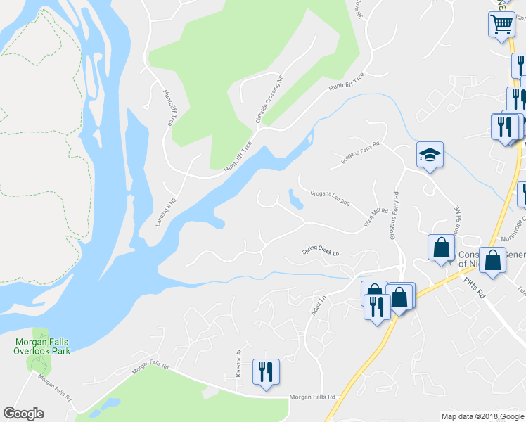 map of restaurants, bars, coffee shops, grocery stores, and more near 245 Grogans Lake Point in Atlanta