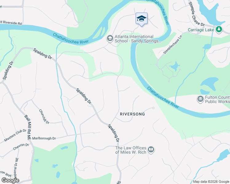 map of restaurants, bars, coffee shops, grocery stores, and more near 8120 Habersham Waters Road in Atlanta