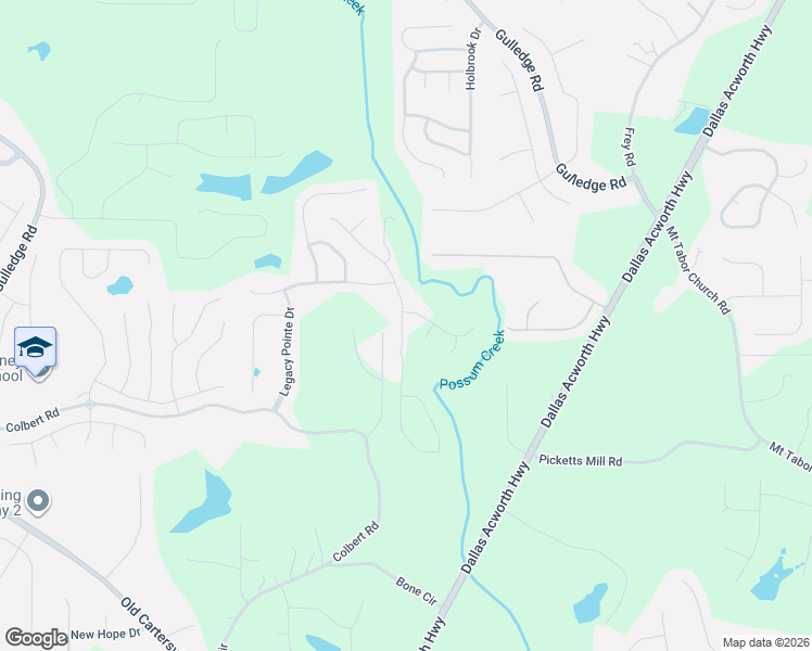 map of restaurants, bars, coffee shops, grocery stores, and more near 52 Possum Creek Way in Dallas