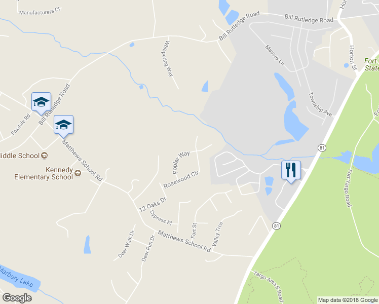 map of restaurants, bars, coffee shops, grocery stores, and more near 147 Poplar Way in Winder