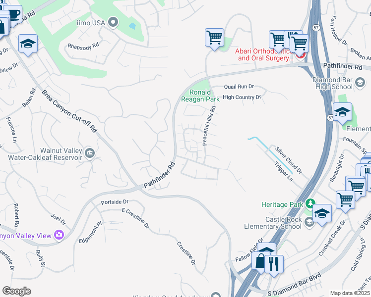 map of restaurants, bars, coffee shops, grocery stores, and more near in Walnut