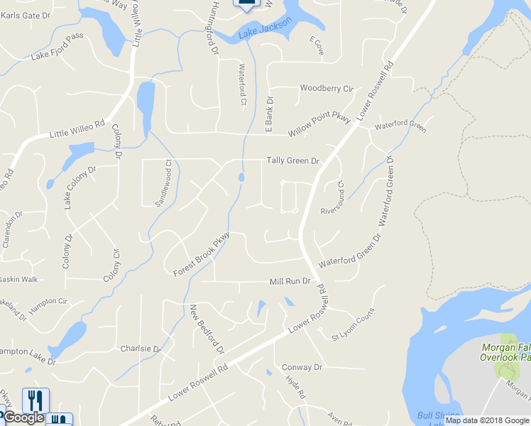 map of restaurants, bars, coffee shops, grocery stores, and more near 1215 Sagewood Drive in Marietta