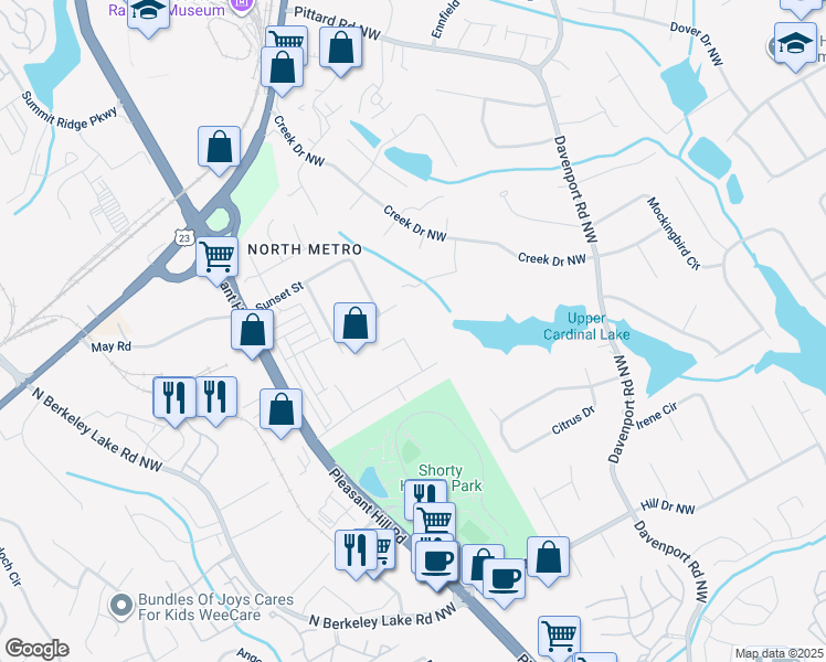 map of restaurants, bars, coffee shops, grocery stores, and more near 2854 Woodstar Court Northwest in Duluth