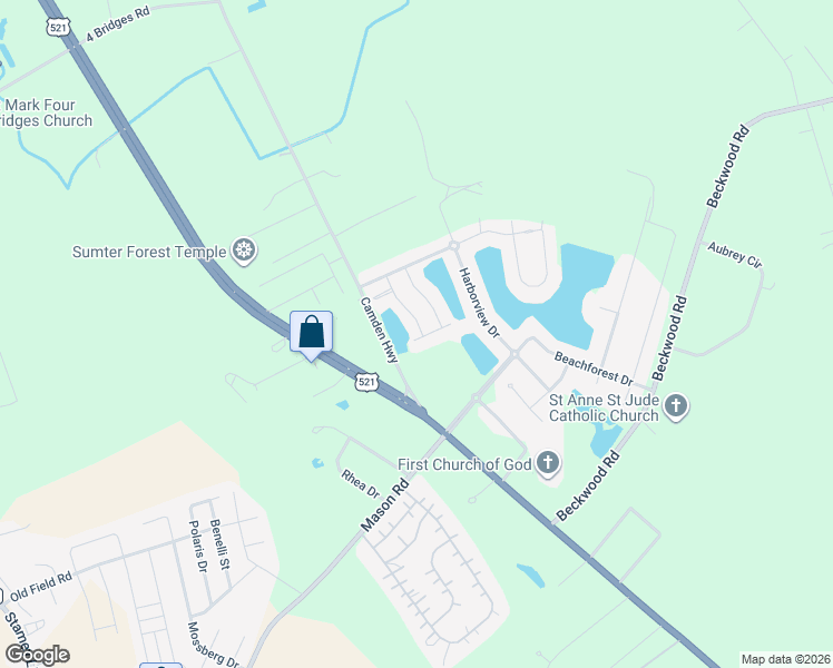 map of restaurants, bars, coffee shops, grocery stores, and more near 1715 Titanic Court in Sumter