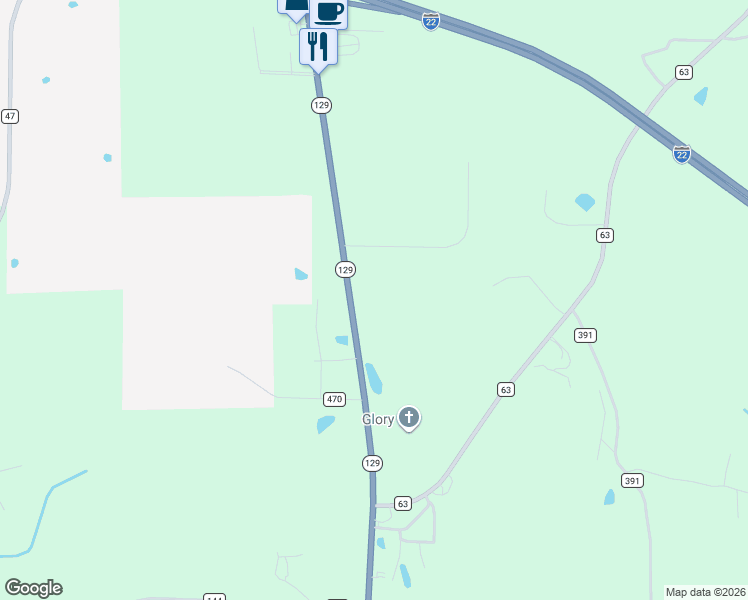 map of restaurants, bars, coffee shops, grocery stores, and more near 6183 Highway 129 in Winfield