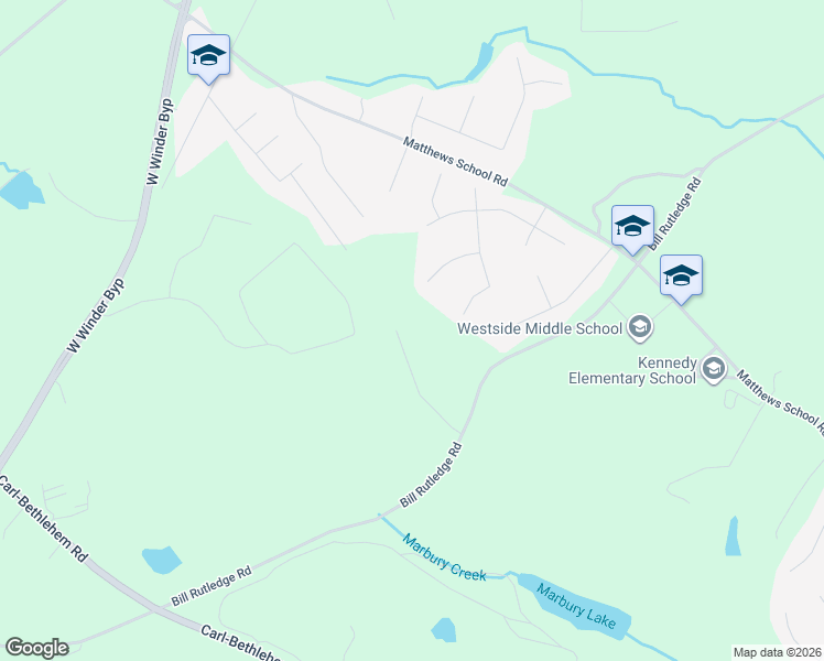 map of restaurants, bars, coffee shops, grocery stores, and more near 427 Southridge Road in Winder