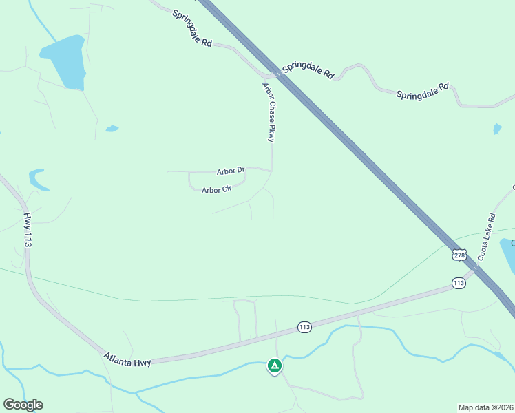 map of restaurants, bars, coffee shops, grocery stores, and more near 147 Arbor Chase Parkway in Rockmart