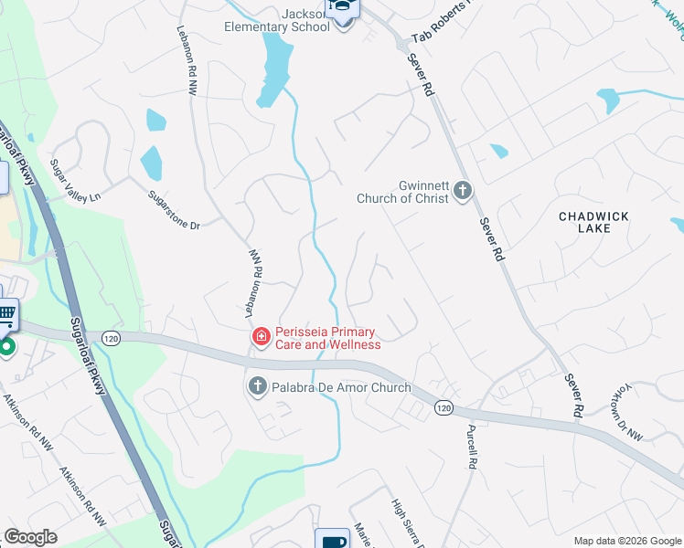 map of restaurants, bars, coffee shops, grocery stores, and more near 1708 Hampton Woods Way Northwest in Lawrenceville
