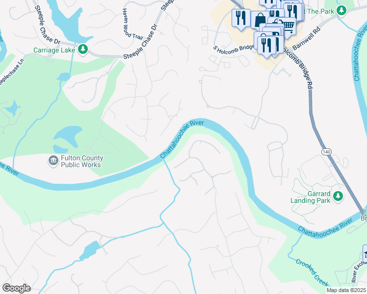 map of restaurants, bars, coffee shops, grocery stores, and more near 314 Caruso Court in Atlanta