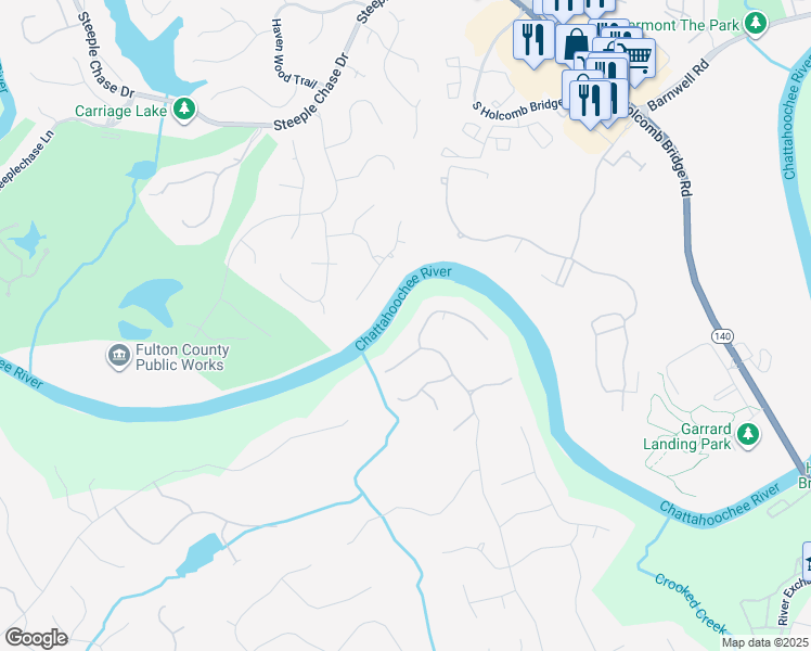 map of restaurants, bars, coffee shops, grocery stores, and more near 314 Caruso Court in Atlanta