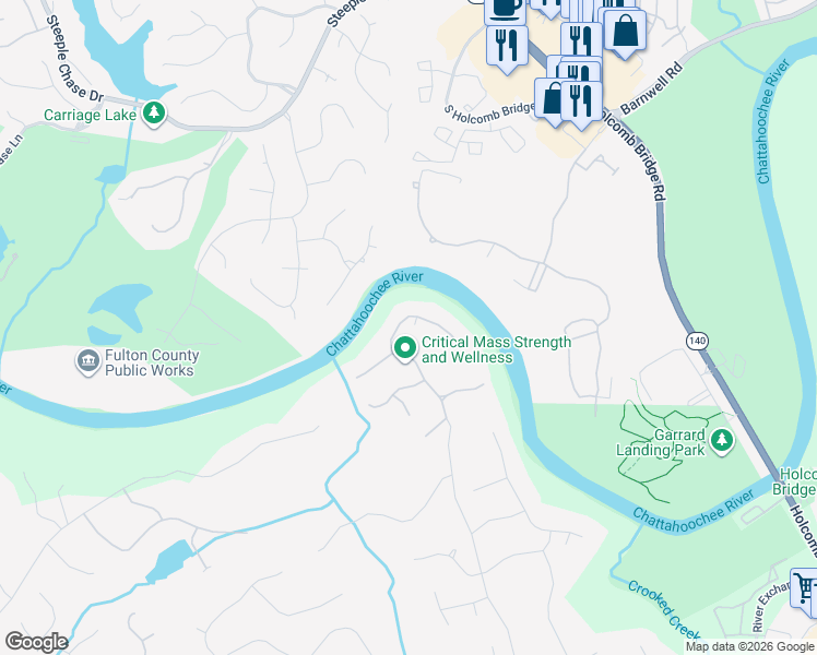 map of restaurants, bars, coffee shops, grocery stores, and more near 333 Caruso Court in Atlanta