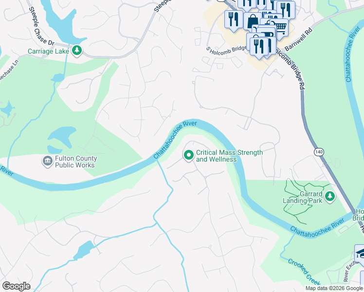 map of restaurants, bars, coffee shops, grocery stores, and more near 324 Caruso Court in Atlanta