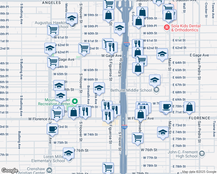map of restaurants, bars, coffee shops, grocery stores, and more near in Los Angeles