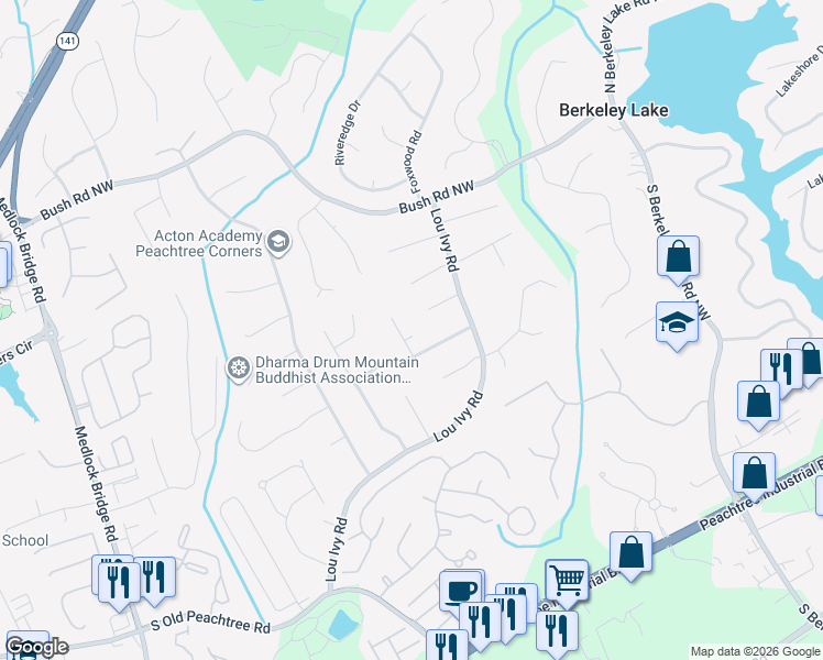 map of restaurants, bars, coffee shops, grocery stores, and more near 3535 Schilling Ridge in Duluth