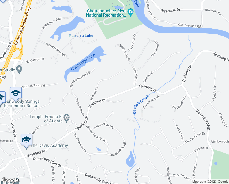 map of restaurants, bars, coffee shops, grocery stores, and more near 1890 Spalding Drive in Atlanta