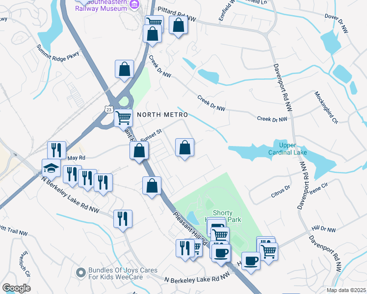 map of restaurants, bars, coffee shops, grocery stores, and more near 2904 Woodstar Court Northwest in Duluth
