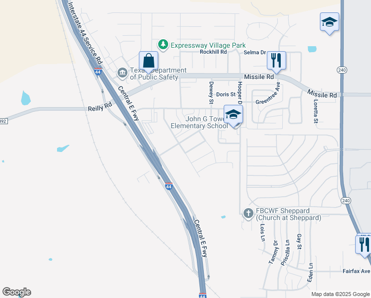map of restaurants, bars, coffee shops, grocery stores, and more near 5100 Untalan Street in Wichita Falls