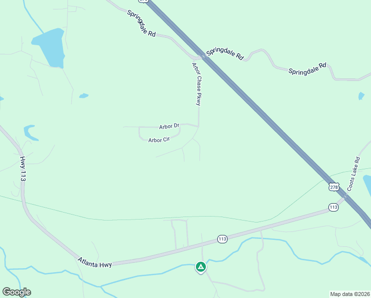 map of restaurants, bars, coffee shops, grocery stores, and more near 147 Arbor Chase Parkway in Rockmart