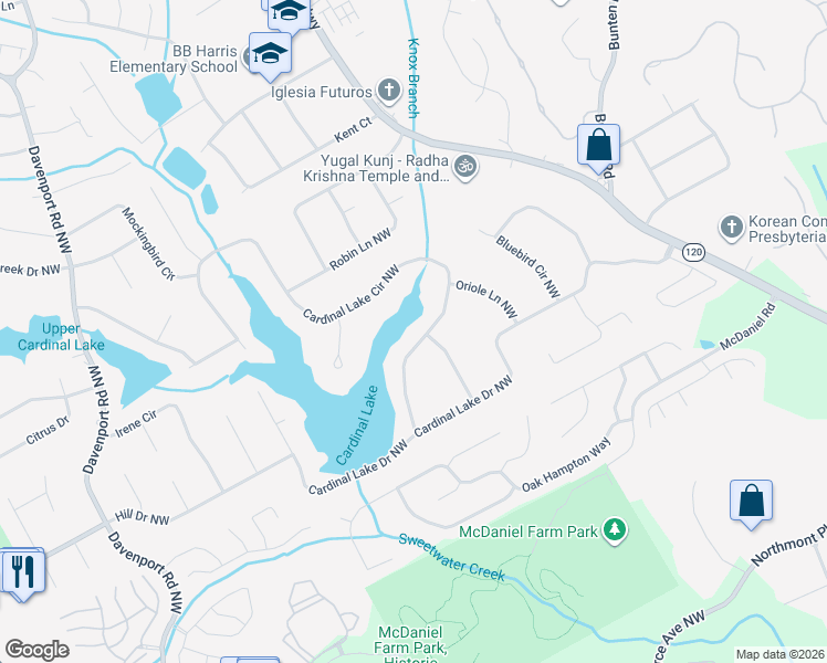 map of restaurants, bars, coffee shops, grocery stores, and more near 2635 Cardinal Lake Circle Northwest in Duluth