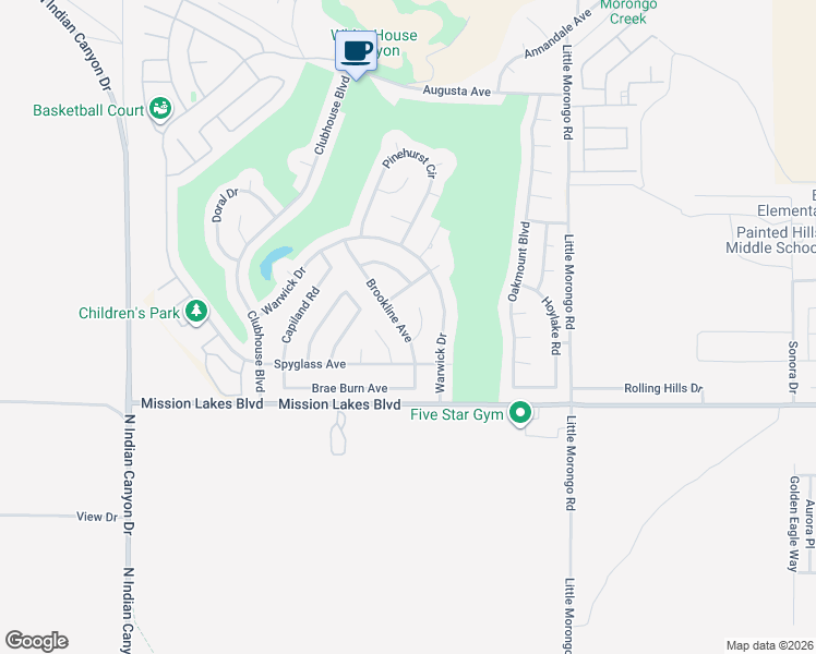 map of restaurants, bars, coffee shops, grocery stores, and more near 9740 Lido Court in Desert Hot Springs