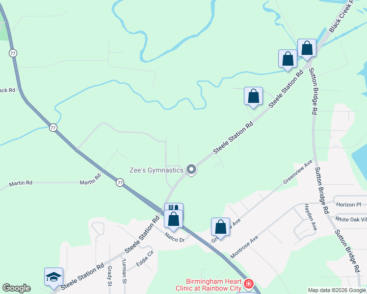 map of restaurants, bars, coffee shops, grocery stores, and more near 211 Nita Street in Rainbow City
