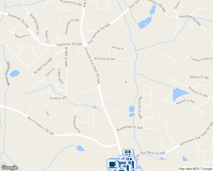 map of restaurants, bars, coffee shops, grocery stores, and more near 972 Acworth Due West Road Northwest in Kennesaw