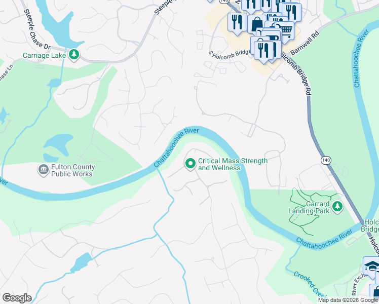 map of restaurants, bars, coffee shops, grocery stores, and more near 333 Caruso Ct in Atlanta