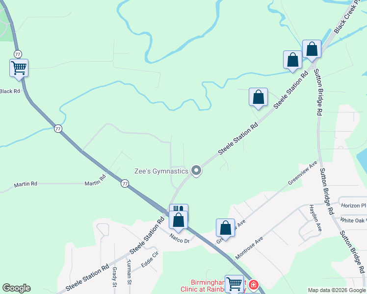 map of restaurants, bars, coffee shops, grocery stores, and more near 211 Nita Street in Rainbow City