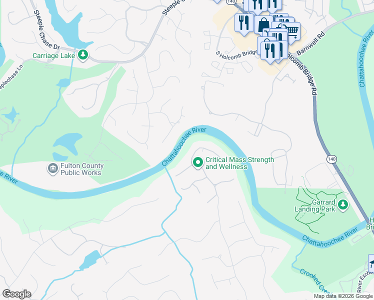 map of restaurants, bars, coffee shops, grocery stores, and more near 324 Caruso Court in Atlanta