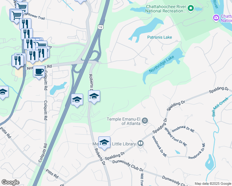 map of restaurants, bars, coffee shops, grocery stores, and more near 1325 Belmore Way in Atlanta