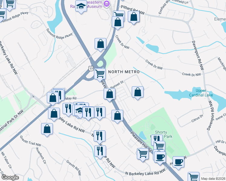 map of restaurants, bars, coffee shops, grocery stores, and more near 2808 Village Park Bend in Duluth