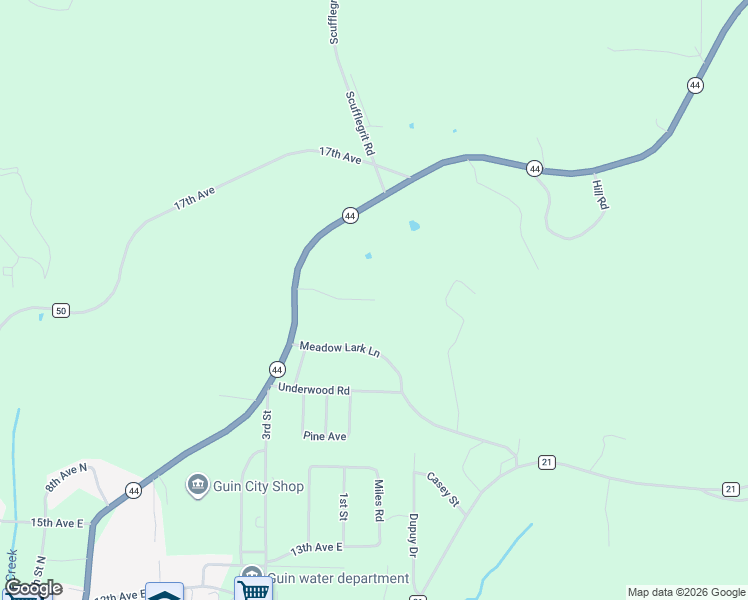 map of restaurants, bars, coffee shops, grocery stores, and more near 171 Wildwood Lane in Guin