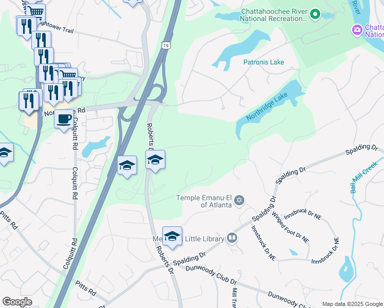 map of restaurants, bars, coffee shops, grocery stores, and more near 1325 Belmore Way in Atlanta