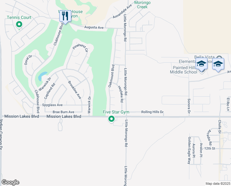map of restaurants, bars, coffee shops, grocery stores, and more near 64859 Smith Court in Desert Hot Springs