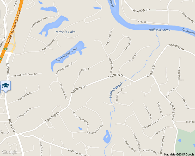 map of restaurants, bars, coffee shops, grocery stores, and more near 1900 Spalding Drive in Atlanta