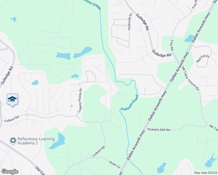 map of restaurants, bars, coffee shops, grocery stores, and more near 52 Possum Creek Way in Dallas