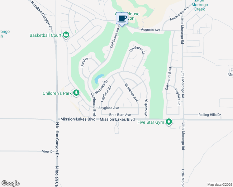 map of restaurants, bars, coffee shops, grocery stores, and more near 9501 Apawamis Road in Desert Hot Springs
