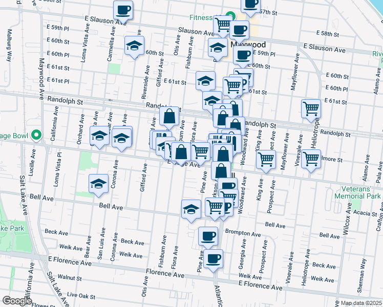 map of restaurants, bars, coffee shops, grocery stores, and more near in Bell Gardens