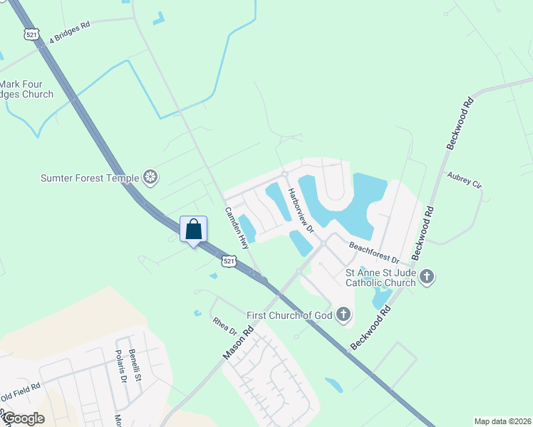 map of restaurants, bars, coffee shops, grocery stores, and more near 2158 Balclutha Lane in Sumter