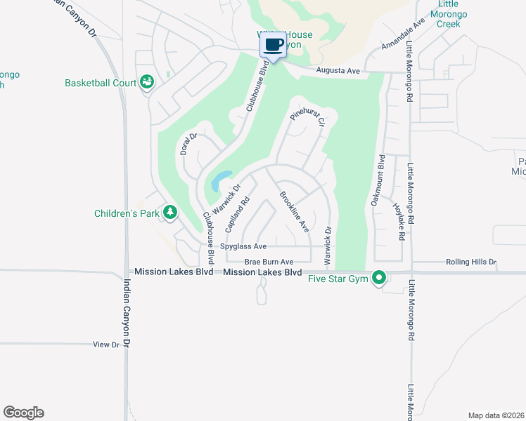 map of restaurants, bars, coffee shops, grocery stores, and more near 9580 Congressional Road in Desert Hot Springs