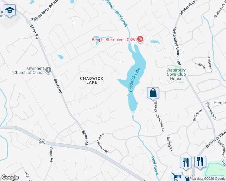 map of restaurants, bars, coffee shops, grocery stores, and more near 1175 Home Place Drive in Lawrenceville