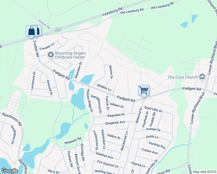 map of restaurants, bars, coffee shops, grocery stores, and more near 709 Wildlife Lane in Columbia