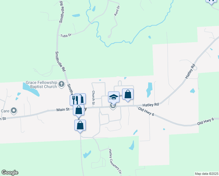 map of restaurants, bars, coffee shops, grocery stores, and more near 60015 Glenwood Street in Amory